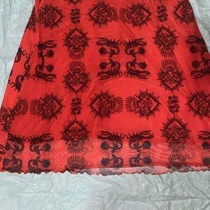 Dolls kill hoescopez scorpion red sheer, pencil skirt plus size 2X